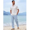 COOFANDY Mens Cotton Linen Pants Casual Lightweight Summer Beach Dress Pant(Light Blue)