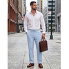 COOFANDY Mens Cotton Linen Pants Casual Lightweight Summer Beach Dress Pant(Light Blue)