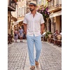COOFANDY Mens Cotton Linen Pants Casual Lightweight Summer Beach Dress Pant(Light Blue)