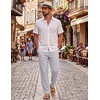 COOFANDY Mens Cotton Linen Pants Casual Lightweight Summer Beach Dress Pant(Light Grey)