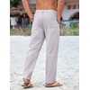 COOFANDY Mens Cotton Linen Pants Casual Lightweight Summer Beach Dress Pant(Light Grey)