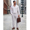COOFANDY Mens Cotton Linen Pants Casual Lightweight Summer Beach Dress Pant(Light Grey)