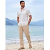 COOFANDY Mens Cotton Linen Pants Casual Lightweight Summer Beach Dress Pant(Light Khaki)