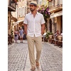 COOFANDY Mens Cotton Linen Pants Casual Lightweight Summer Beach Dress Pant(Light Khaki)