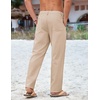 COOFANDY Mens Cotton Linen Pants Casual Lightweight Summer Beach Dress Pant(Light Khaki)