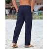 COOFANDY Mens Cotton Linen Pants Casual Lightweight Summer Beach Dress Pant(Navy Blue)