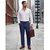 COOFANDY Mens Cotton Linen Pants Casual Lightweight Summer Beach Dress Pant(Navy Blue)