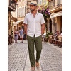 COOFANDY Mens Cotton Linen Pants Casual Lightweight Summer Beach Dress Pant(Olive Green)