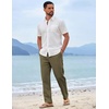 COOFANDY Mens Cotton Linen Pants Casual Lightweight Summer Beach Dress Pant(Olive Green)