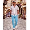 COOFANDY Mens Cotton Linen Pants Casual Lightweight Summer Beach Dress Pant(Sky Blue)