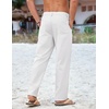 COOFANDY Mens Cotton Linen Pants Casual Lightweight Summer Beach Dress Pant(White)