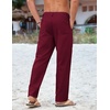 COOFANDY Mens Cotton Linen Pants Casual Lightweight Summer Beach Dress Pant(Wine Red)