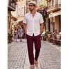 COOFANDY Mens Cotton Linen Pants Casual Lightweight Summer Beach Dress Pant(Wine Red)