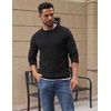 COOFANDY Men’s Crew Neck Sweater Long Sleeve Casual Knit Dress Sweaters(Black)