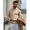COOFANDY Men’s Crew Neck Sweater Long Sleeve Casual Knit Dress Sweaters(Khaki)