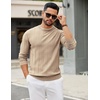 COOFANDY Men’s Crew Neck Sweater Long Sleeve Casual Knit Dress Sweaters(Khaki)