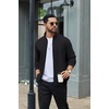 COOFANDY Men’s Full Zip Fleece Sweatshirt Lined Stand Collar Sweater Jacket(Black)