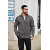 COOFANDY Men’s Full Zip Fleece Sweatshirt Lined Stand Collar Sweater Jacket(Dark Grey)