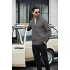 COOFANDY Men’s Full Zip Fleece Sweatshirt Lined Stand Collar Sweater Jacket(Dark Grey)