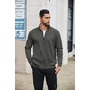 COOFANDY Men’s Full Zip Fleece Sweatshirt Lined Stand Collar Sweater Jacket(Green Loden)