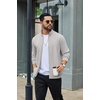 COOFANDY Men’s Full Zip Fleece Sweatshirt Lined Stand Collar Sweater Jacket(Light Grey)