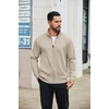 COOFANDY Men’s Full Zip Fleece Sweatshirt Lined Stand Collar Sweater Jacket(Moon Gray)