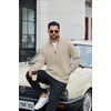 COOFANDY Men’s Full Zip Fleece Sweatshirt Lined Stand Collar Sweater Jacket(Moon Gray)