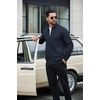 COOFANDY Men’s Full Zip Fleece Sweatshirt Lined Stand Collar Sweater Jacket(Navy Blue)