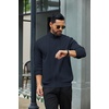 COOFANDY Men’s Full Zip Fleece Sweatshirt Lined Stand Collar Sweater Jacket(Navy Blue)