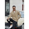 COOFANDY Men’s Full Zip Fleece Sweatshirt Lined Stand Collar Sweater Jacket(Oatmeal)
