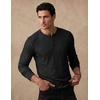 COOFANDY Mens Henley Long Sleeve Shirt Lightweight Ribbed Pullover T-Shirts(Black)