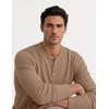 COOFANDY Mens Henley Long Sleeve Shirt Lightweight Ribbed Pullover T-Shirts(Khaki)