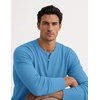 COOFANDY Mens Henley Long Sleeve Shirt Lightweight Ribbed Pullover T-Shirts(Light Blue)
