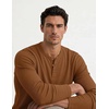 COOFANDY Mens Henley Long Sleeve Shirt Lightweight Ribbed Pullover T-Shirts(Light Brown)