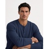 COOFANDY Mens Henley Long Sleeve Shirt Lightweight Ribbed Pullover T-Shirts(Navy Blue)
