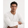 COOFANDY Mens Henley Long Sleeve Shirt Lightweight Ribbed Pullover T-Shirts(White)
