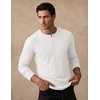 COOFANDY Mens Henley Long Sleeve Shirt Lightweight Ribbed Pullover T-Shirts(White)