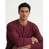 COOFANDY Mens Henley Long Sleeve Shirt Lightweight Ribbed Pullover T-Shirts(Wine Red)