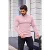 COOFANDY Mens Mock Turtleneck Slim Fit Pullover Sweater Casual Basic Knitted Thermal Sweaters(Pink)
