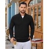 COOFANDY Men’s Quarter Zip Sweater Pullover 1/4 Zip Casual Long Sleeve Fall(Black)