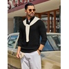 COOFANDY Men’s Quarter Zip Sweater Pullover 1/4 Zip Casual Long Sleeve Fall(Black)