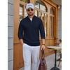COOFANDY Men’s Quarter Zip Sweater Pullover 1/4 Zip Casual Long Sleeve Fall(Bluish Purple)