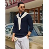 COOFANDY Men’s Quarter Zip Sweater Pullover 1/4 Zip Casual Long Sleeve Fall(Bluish Purple)
