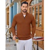 COOFANDY Men’s Quarter Zip Sweater Pullover 1/4 Zip Casual Long Sleeve Fall(Brown)