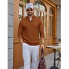 COOFANDY Men’s Quarter Zip Sweater Pullover 1/4 Zip Casual Long Sleeve Fall(Brown)