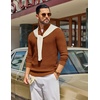 COOFANDY Men’s Quarter Zip Sweater Pullover 1/4 Zip Casual Long Sleeve Fall(Brown)