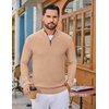 COOFANDY Men’s Quarter Zip Sweater Pullover 1/4 Zip Casual Long Sleeve Fall(Champagne)
