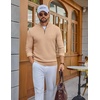 COOFANDY Men’s Quarter Zip Sweater Pullover 1/4 Zip Casual Long Sleeve Fall(Champagne)