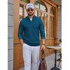 COOFANDY Men’s Quarter Zip Sweater Pullover 1/4 Zip Casual Long Sleeve Fall(Dark Blue)