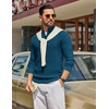 COOFANDY Men’s Quarter Zip Sweater Pullover 1/4 Zip Casual Long Sleeve Fall(Dark Blue)